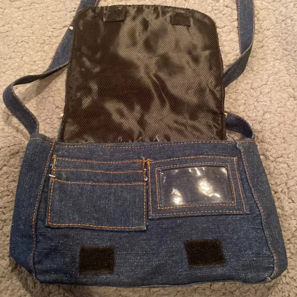 Denim Patchwork Crossbody Purse Bag Blue Jean Acid Washed